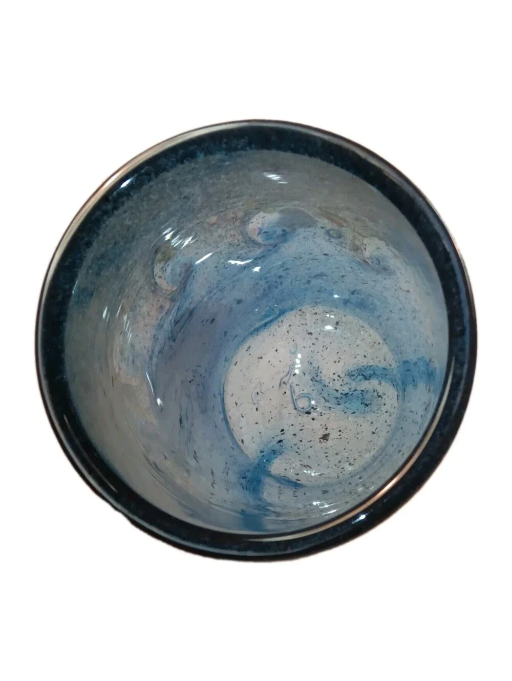 Vintage Blue Millefiori Hand Blown Art Glass Cylinder Vase 8.25